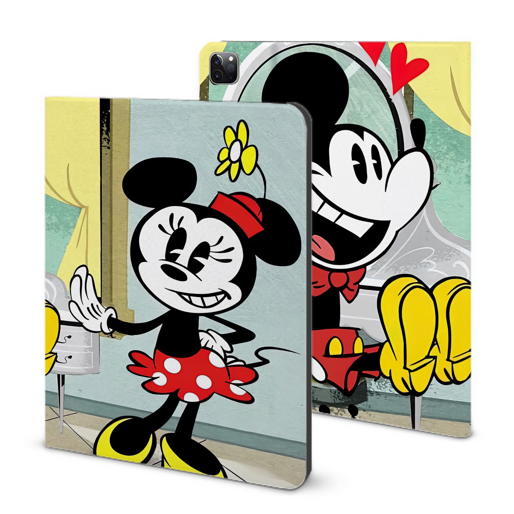 （画像用） ミッキーマウス Mickey Mouse IPad ケース ブック型 PUレザー TPU 耐衝撃 軽量 薄型 ペン収納なし 全面保護 IPad 各モデル対応